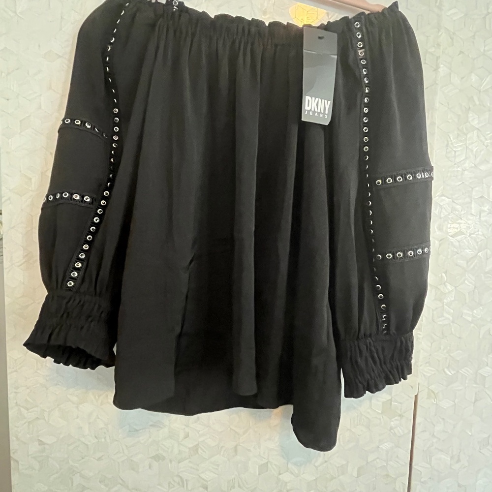 Women’s DkNY Black Studded off the shoulder Top